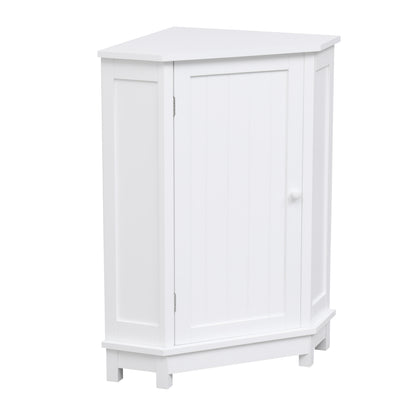 White Corner Bathroom Storage Cabinet Adjustable Shelves