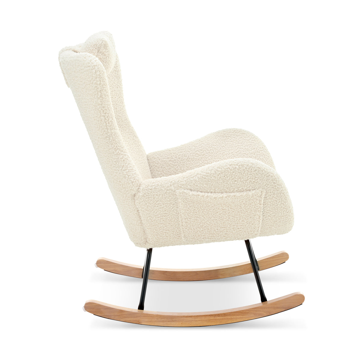 Modern Rocking Chair – Rubber Legs & Chenille Fabric