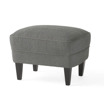 Modern Grey Fabric Club Chair with Ottoman – Upholstered Lounge Set