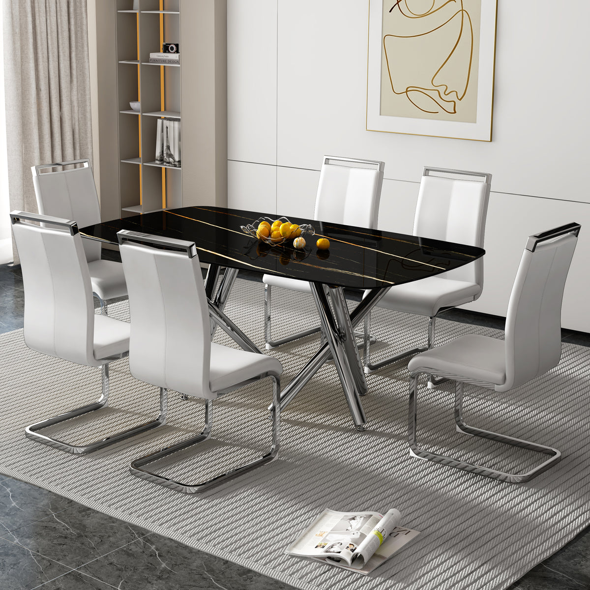 Large Minimalist Dining Table Gray