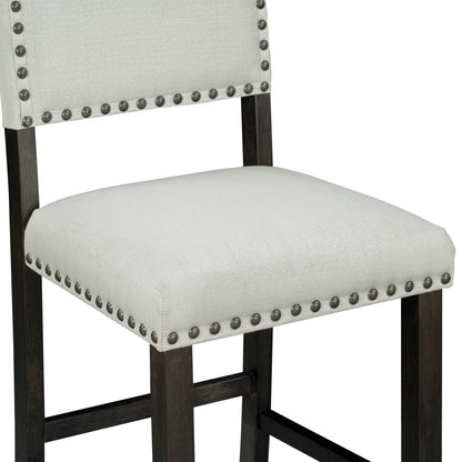 Espresso 5-Piece Counter Height Dining Set – Solid Wood Table with Upholstered Chairs
