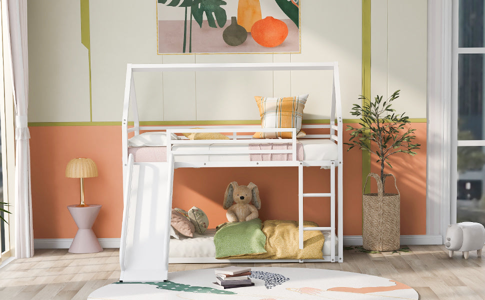 Twin House Bunk Bed White