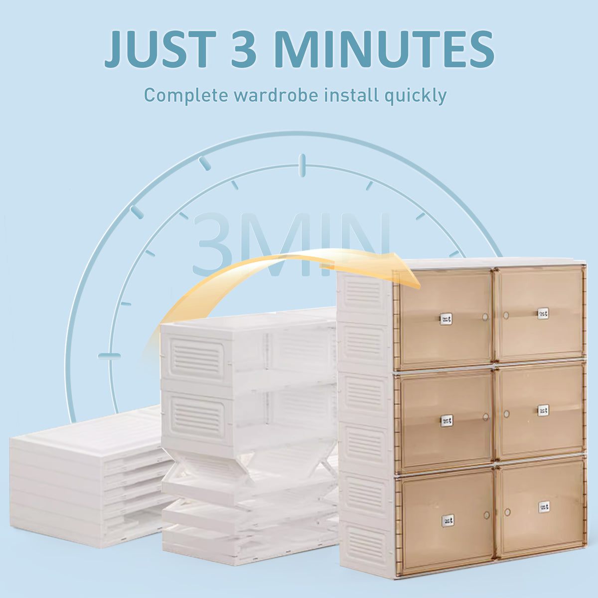 Stackable Shoe Storage Cabinet with Doors and Shelves