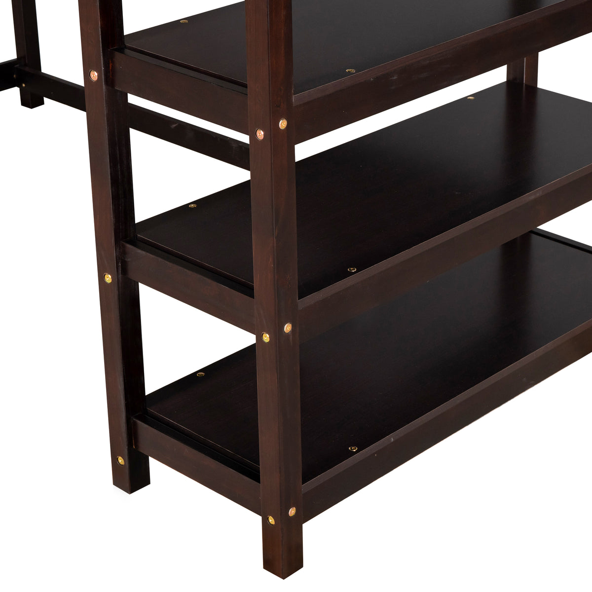 Twin Loft Bed with Storage Espresso Finish