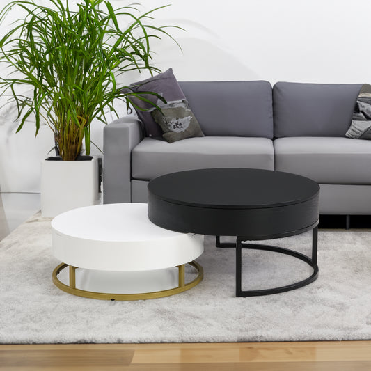 Lift-Top Coffee Tables with Drawers Black