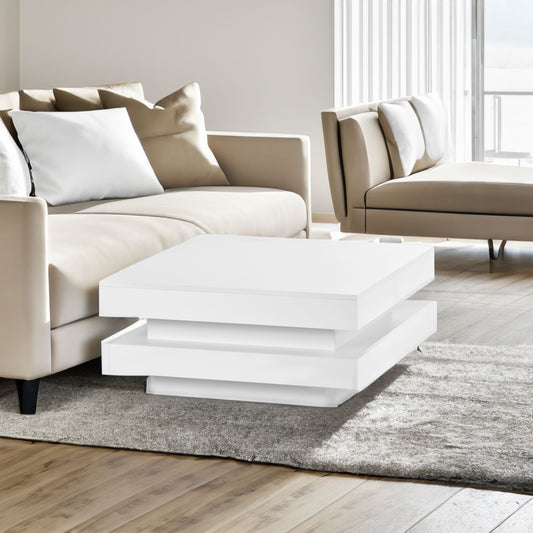 On-Trend White Gloss Coffee Table with LED Lights