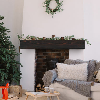 60-Inch Rustic Wood Floating Fireplace Mantel Espresso