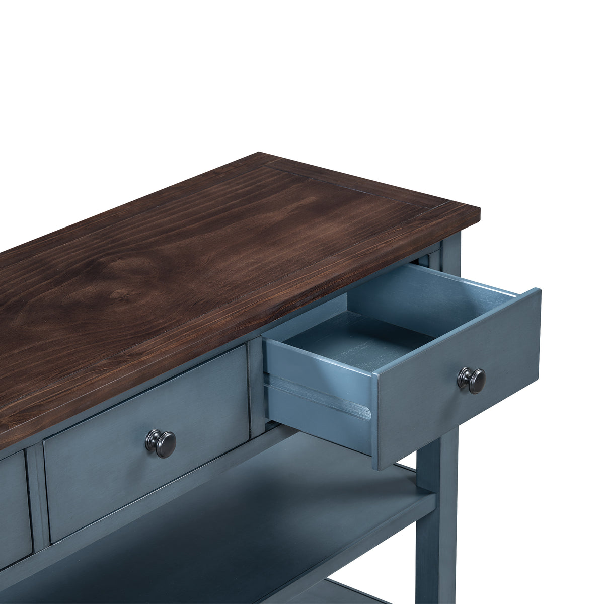 Retro Console Table with Shelves Navy Espresso