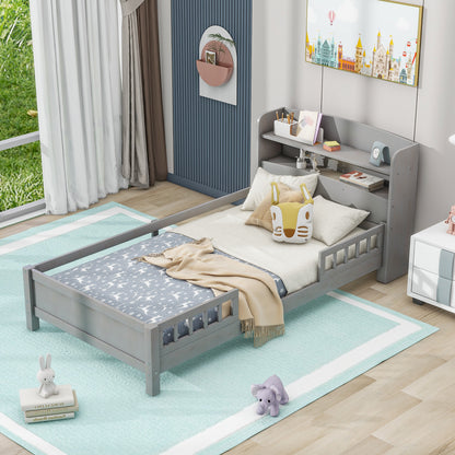 Wood Platform Bed Antique Gray