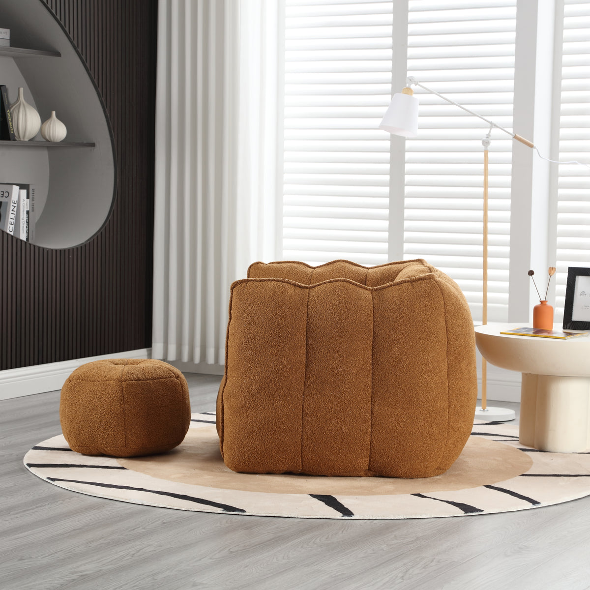 High Resilience Foam Bean Bag Sofa with Footrest