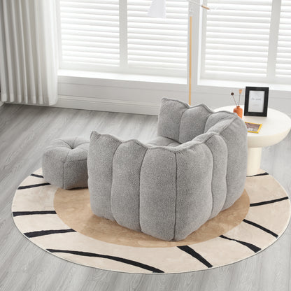 Soft Bean Bag Chair – Beige High-Resilience Foam