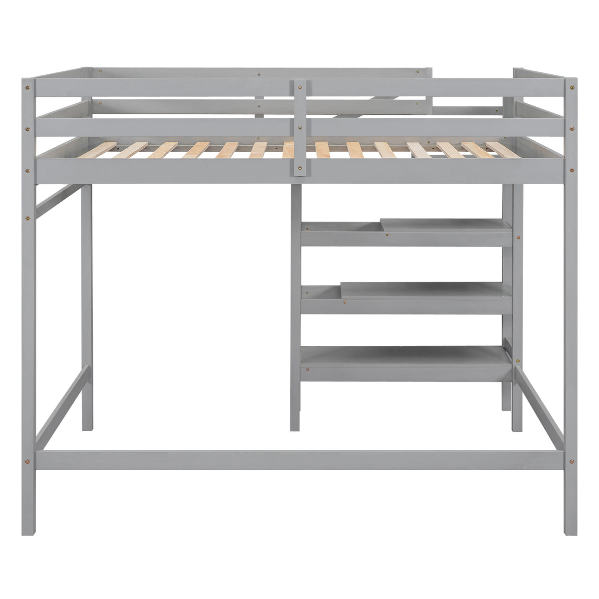 Full Loft Bed with Built-in Storage Gray