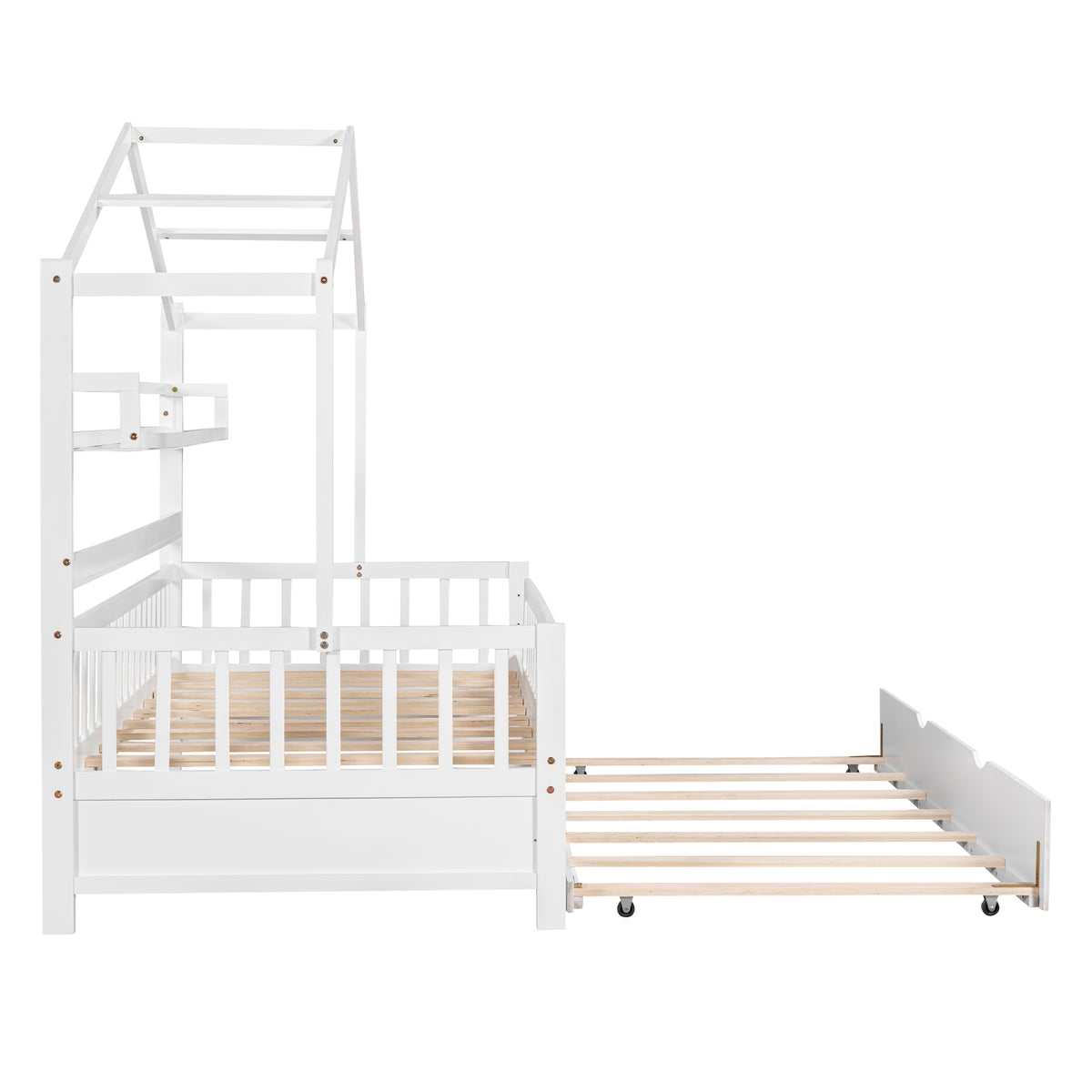 Twin House Bed with Trundle White