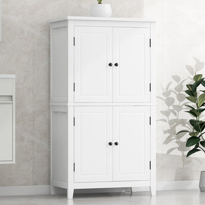 White Bathroom Floor Cabinet Adjustable Shelf