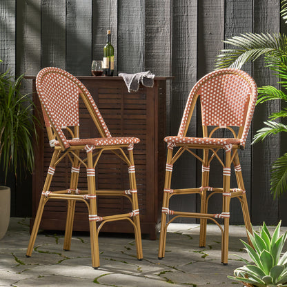 Aluminum Wicker Bar Stool Set of 2