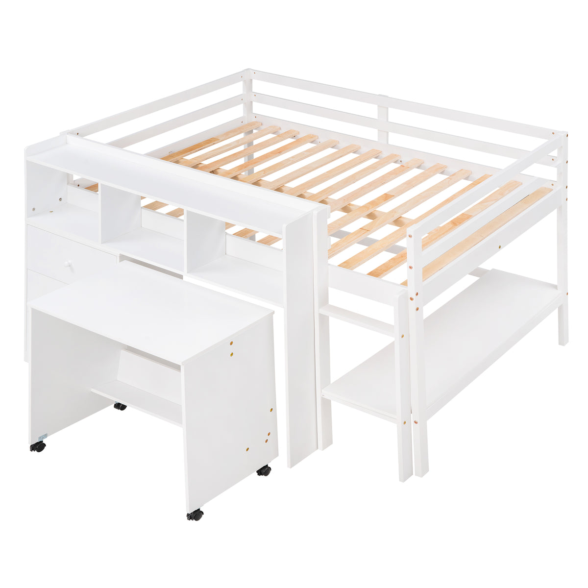 Low Loft Bed White