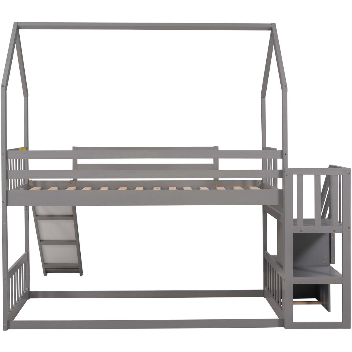 Twin Over Twin Bunk Bed with Storage Gray