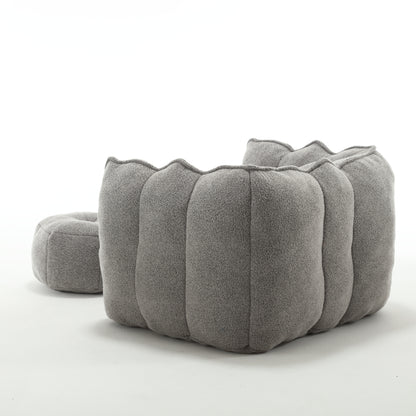 Soft Bean Bag Chair – Beige High-Resilience Foam