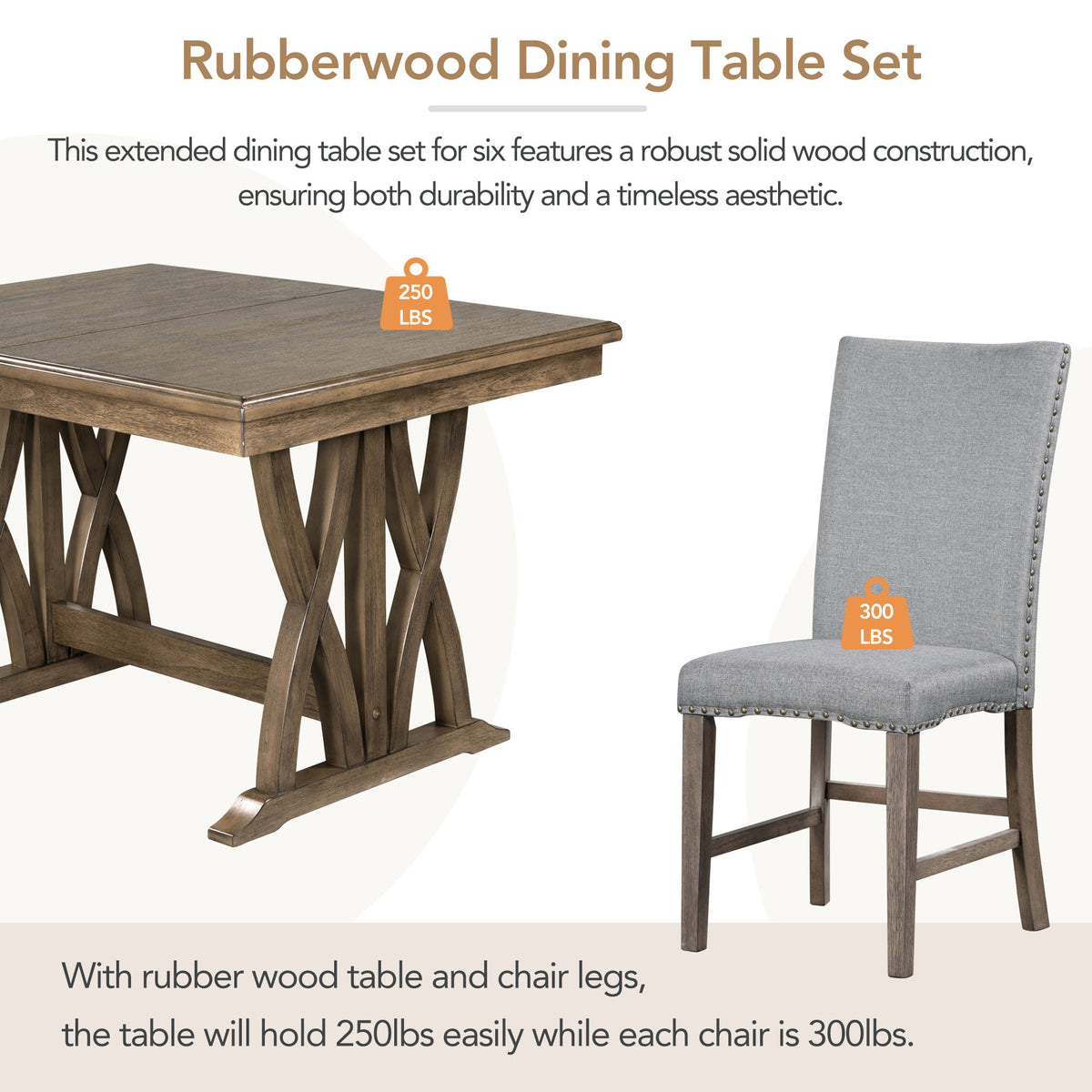 Dining Set with Cushioned Chairs Brown