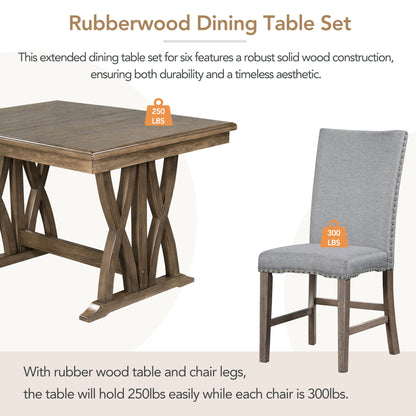 Dining Set with Cushioned Chairs Brown