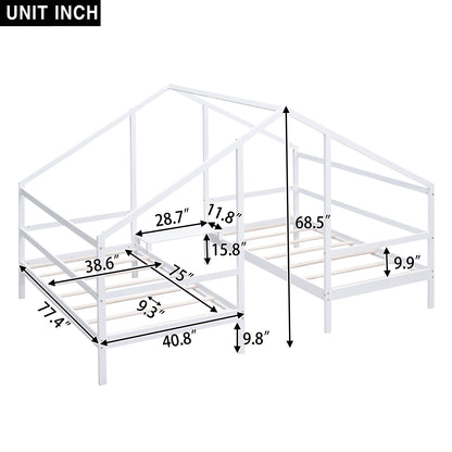 Double Twin Bunk Bed with Built-In Table