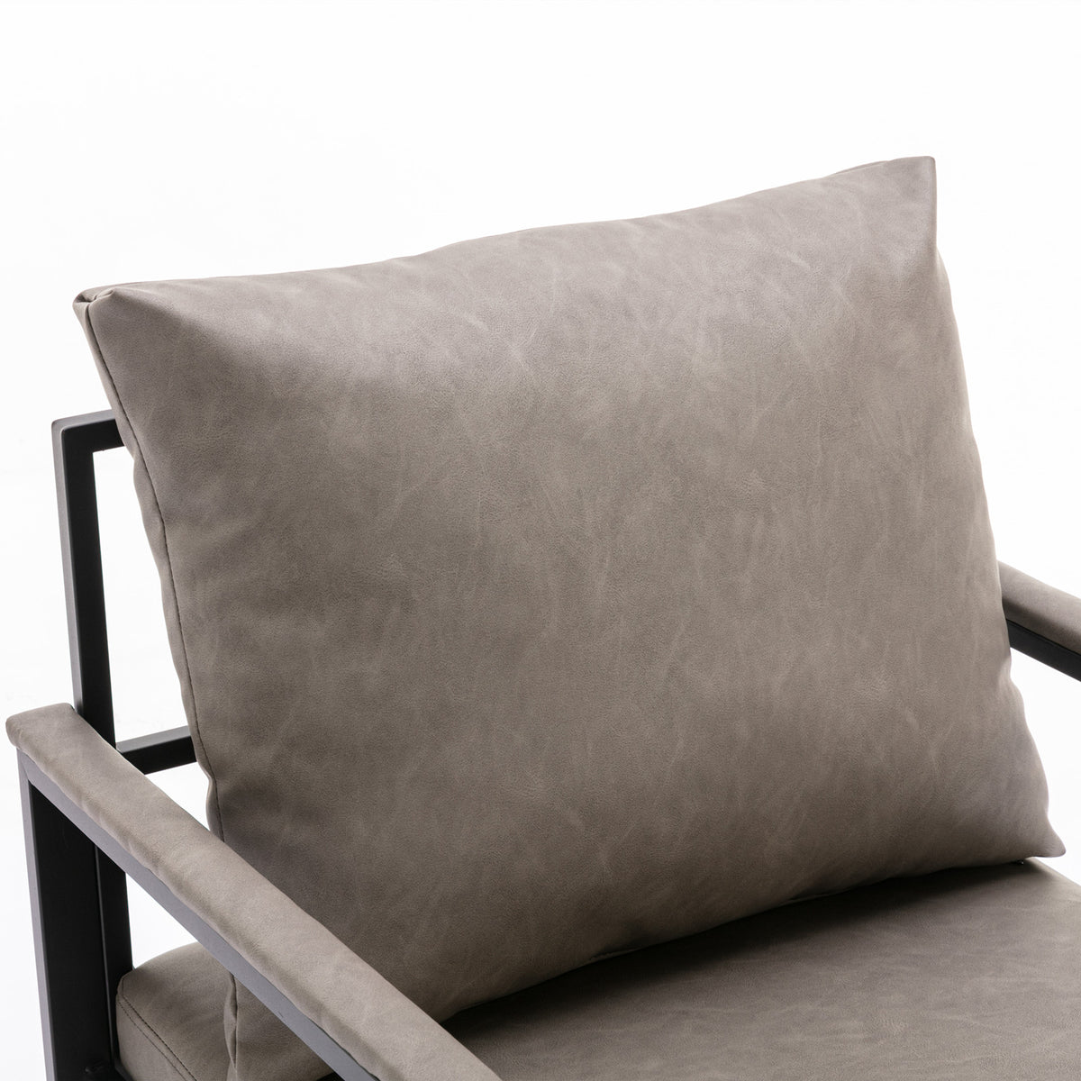 Faux Leather Accent Chair – Charcoal Gray