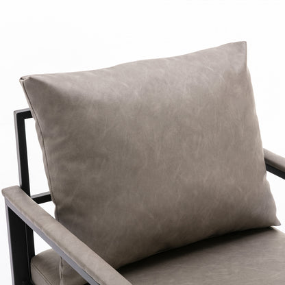 Faux Leather Accent Chair – Charcoal Gray