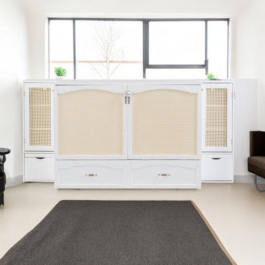 Murphy Wall Bed with Drawers White Finish