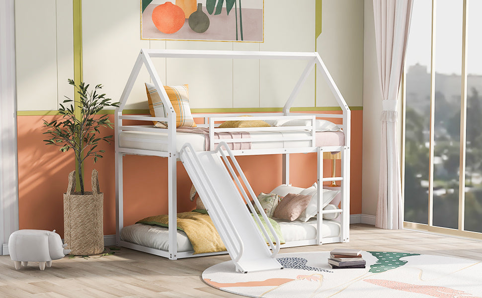 Twin House Bunk Bed White