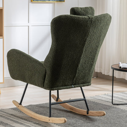Plush Teddy Rocking Chair – Dark Green