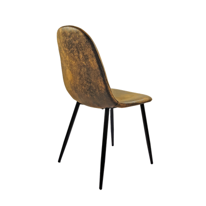 Modern Dining Chair Set (4 pcs) – Brown Upholstered Seats