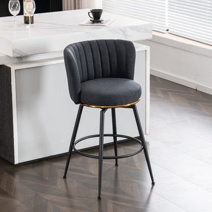 Adjustable Gray Bar Stool Set (2 pcs) – Modern Metal Base