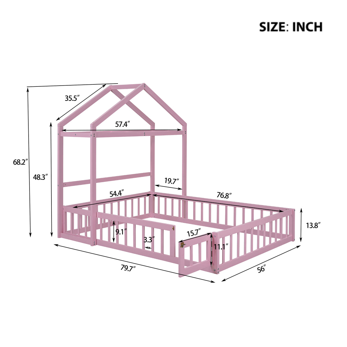 Full Wood Children’s Bed with Clothes Rack Pink