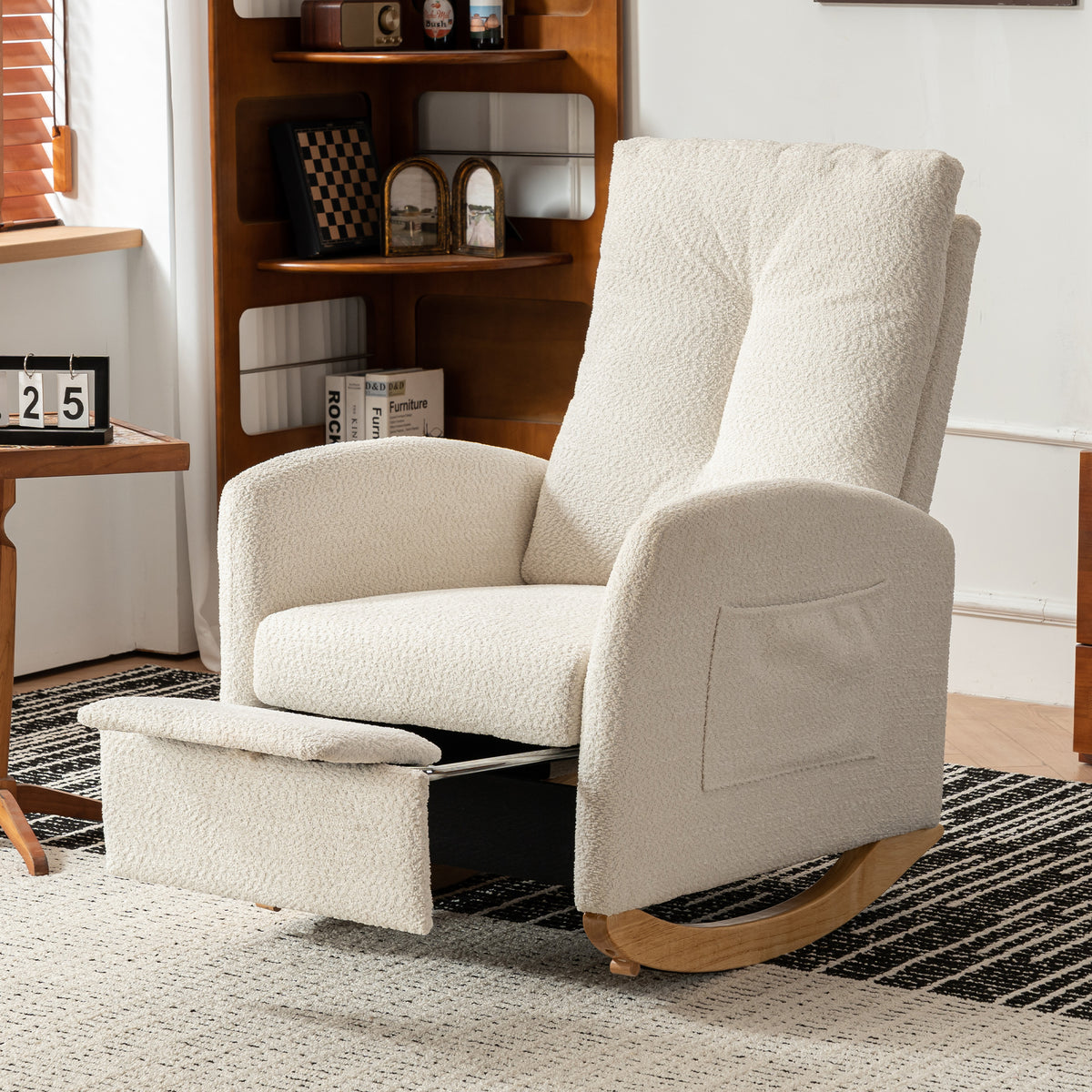 Rocking Accent Chair with Rubber Wood Frame