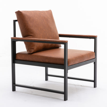 Faux Leather Accent Chair – Burnt Orange