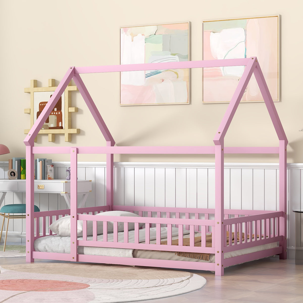 Full Floor Bed Pink