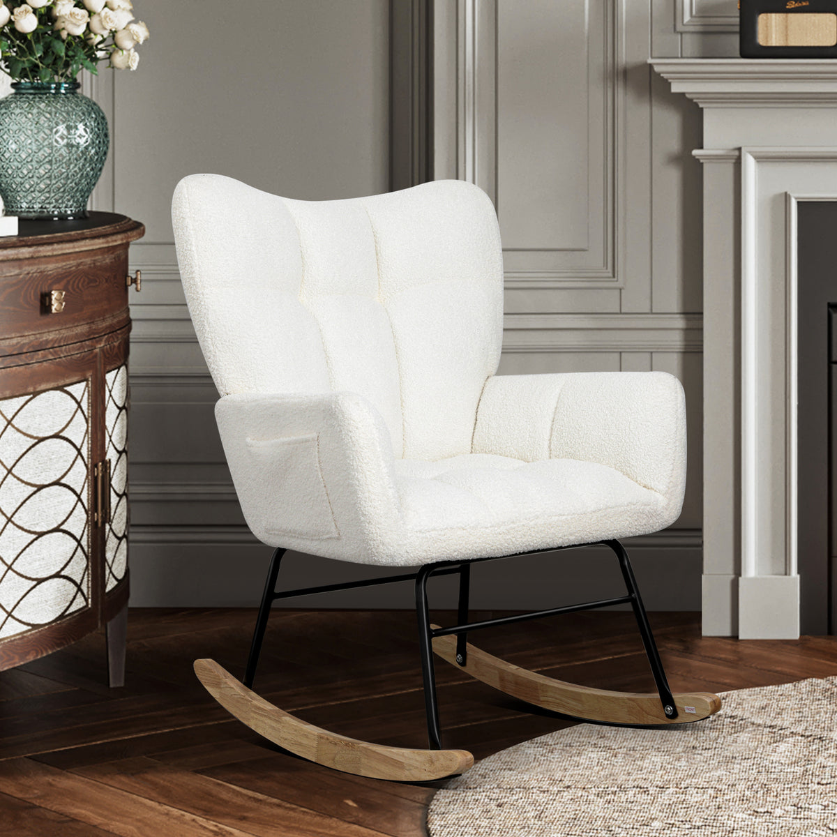 White Teddy Rocking Chair – High Back
