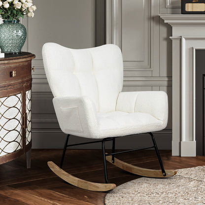 White Teddy Rocking Chair – High Back