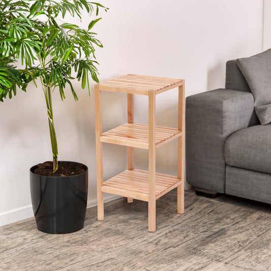 3-Tier Birch Bathroom Shelf with Storage Racks