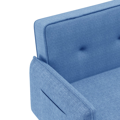 Blue Fabric Living Room Futon Sofa Bed