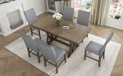 Dining Set with Cushioned Chairs Brown