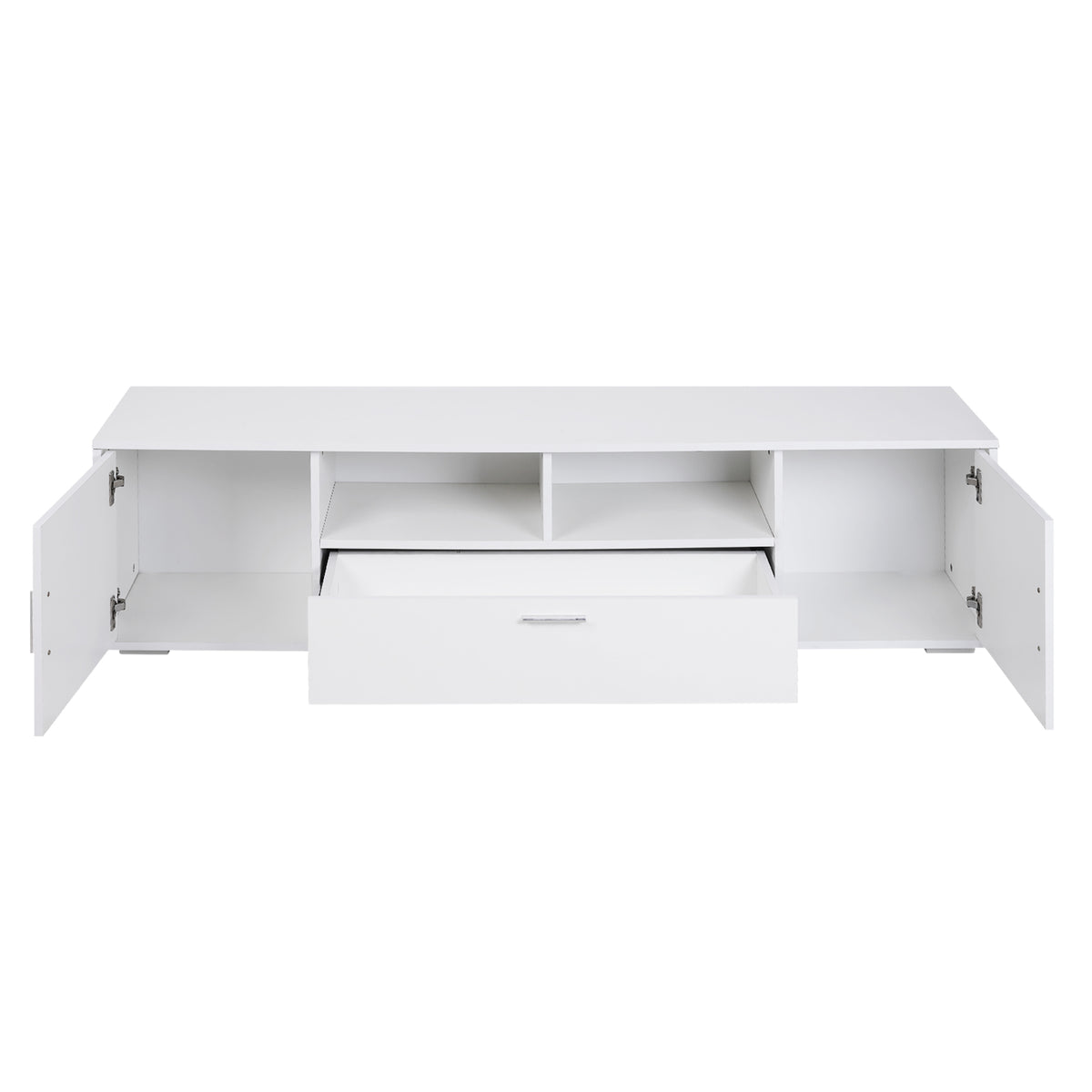 Modern LED TV Stand with Storage White