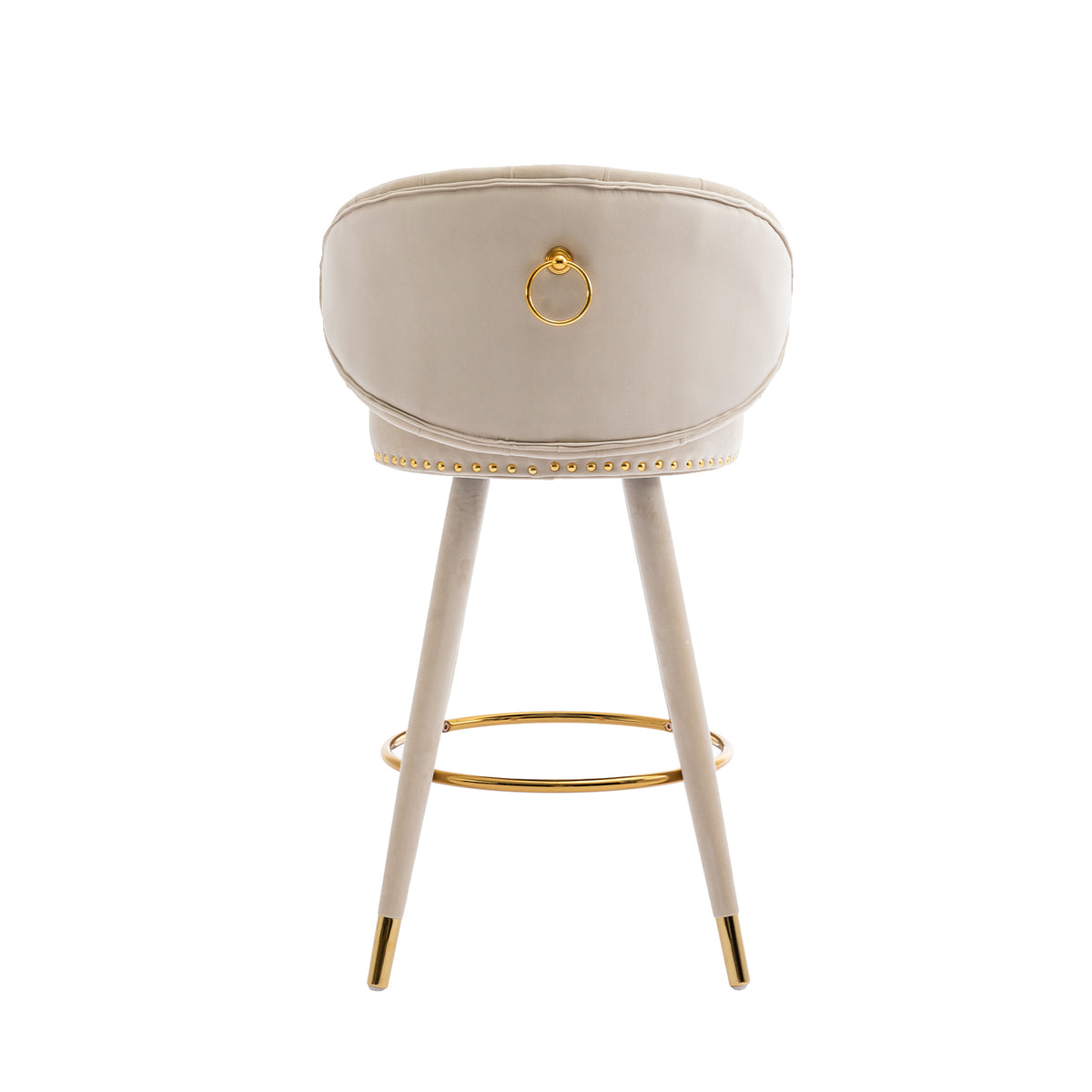 Coolmore Velvet Bar Stools (2 pcs) – Beige