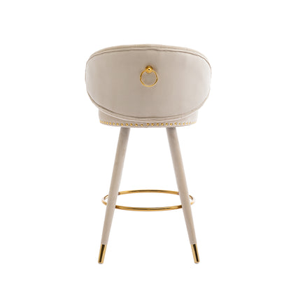 Coolmore Velvet Bar Stools (2 pcs) – Beige
