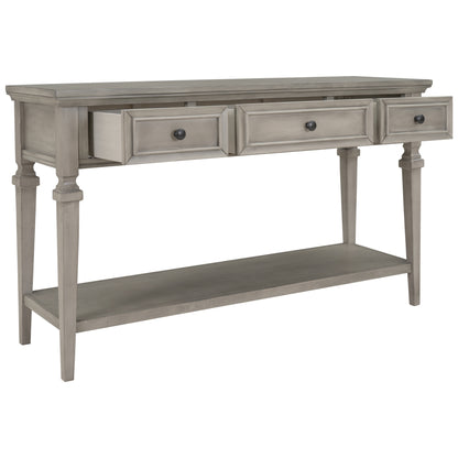 Gray Wood Console Table with Drawers