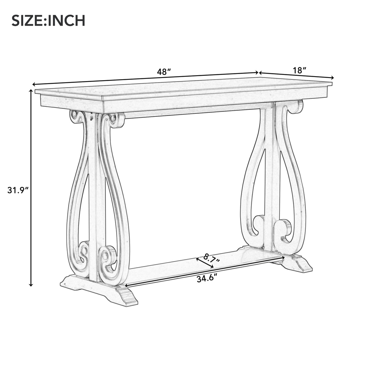 Walnut Farmhouse Console Table – 48”