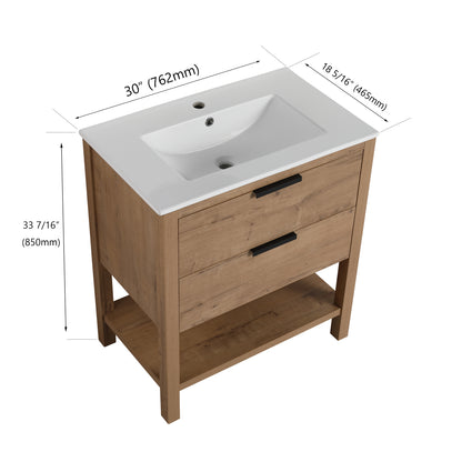 30-Inch Vanity with 2 Drawers White Finish