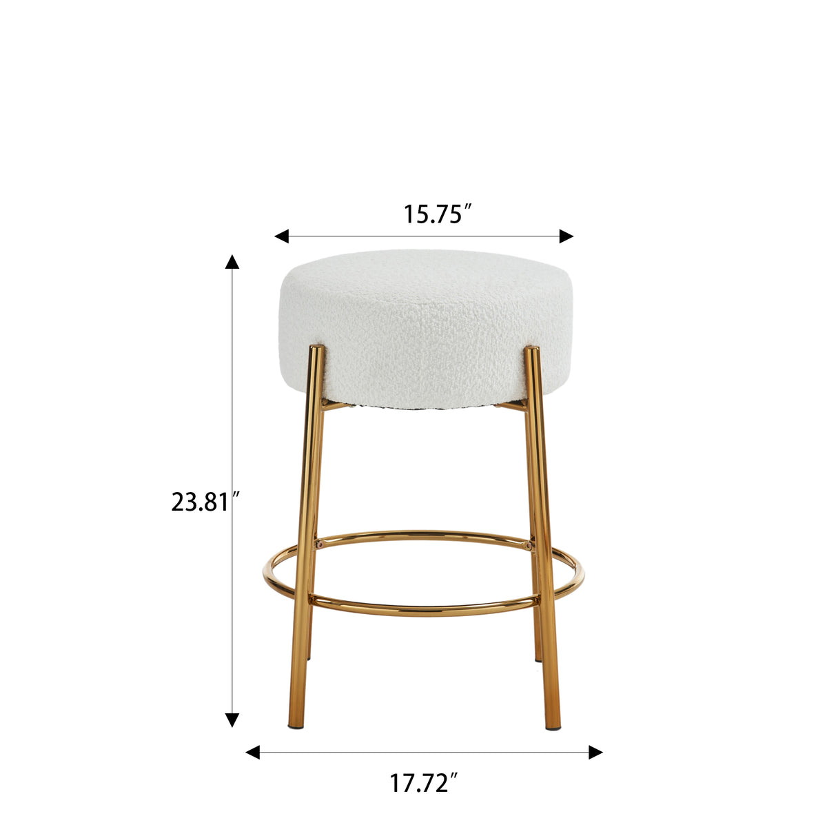 Beige Upholstered Round Bar Stool Set of 2 – 24" Height Modern Wood Finish with Foam Cushion