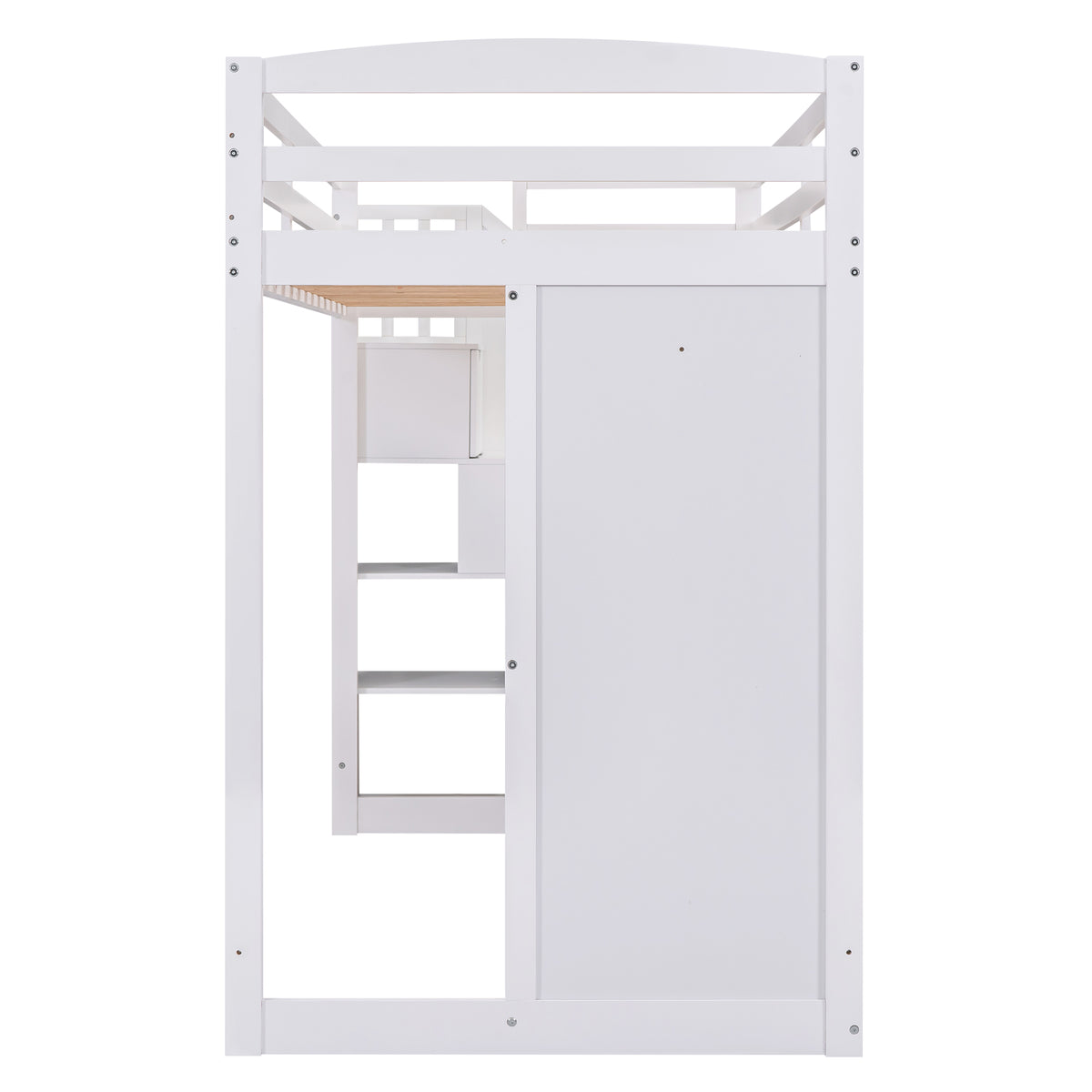 Loft Bed with Wardrobe and Storage Drawers White