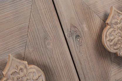 Four-Door Accent Cabinet with Carved Design Brown